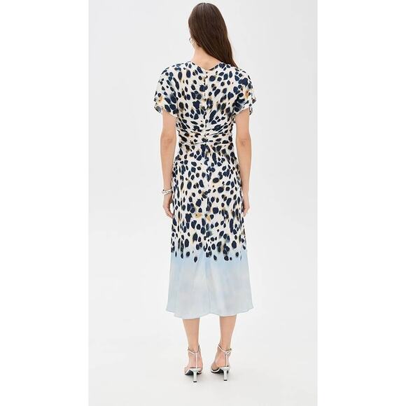 ALC Rem Printed Twist Midi-Dress in Blue Multi 12 - Picture 4 of 5